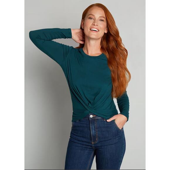 ModCloth‎ A Twist of Fun long Sleeve Knit Top Green 3X NWT - Picture 1 of 9